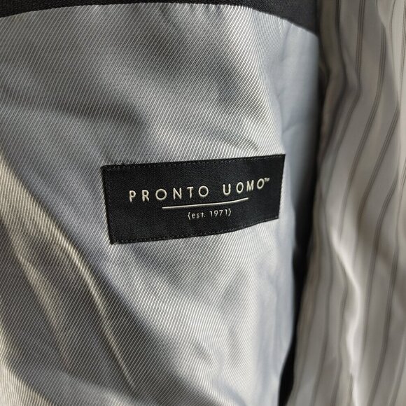 Pronto Uomo B&T 58L Wool Blend 2 Button Black Suit Jacket - Picture 13 of 14